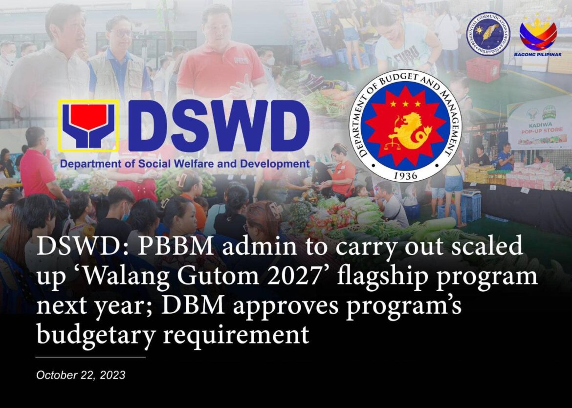 DSWD: PBBM ADMIN TO CARRY OUT SCALED UP ‘WALANG GUTOM 2027’ FLAGSHIP PROGRAM NEXT YEAR; DBM APPROVES PROGRAM’S BUDGETARY REQUIREMENT