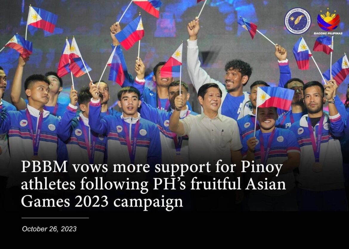 PBBM VOWS MORE SUPPORT FOR PINOY ATHLETES FOLLOWING PH’S FRUITFUL ASIAN GAMES 2023 CAMPAIGN